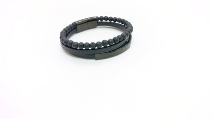 Leather & stone bracelet